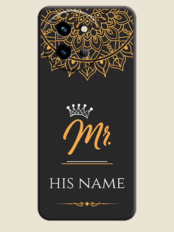 Custom Mr Name with Floral Design On Space Black Custom Soft Matte Mobile Back Cover - Vivo T3X 5G - alternate view