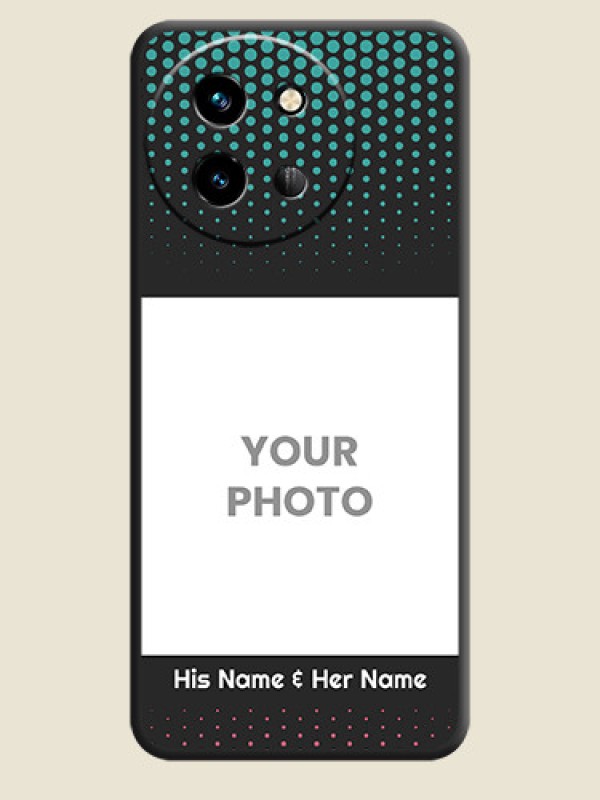 Custom Faded Dots with Grunge Photo Frame and Text On Space Black Custom Soft Matte Mobile Back Cover - Vivo T3X 5G - alternate view