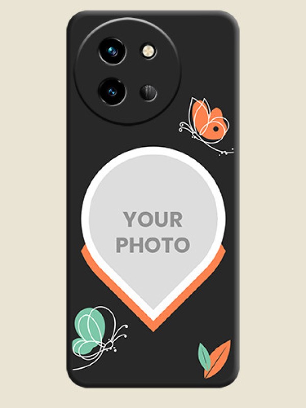 Custom Upload Pic With Simple Butterly Design On Space Black Custom Soft Matte Mobile Back Cover - Vivo T3X 5G - alternate view