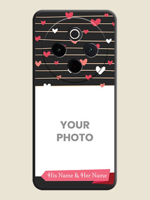 Custom Love Pattern with Name on Pink Ribbon on Photo On Space Black Custom Soft Matte Mobile Back Cover - Vivo T4 5G - alternate view