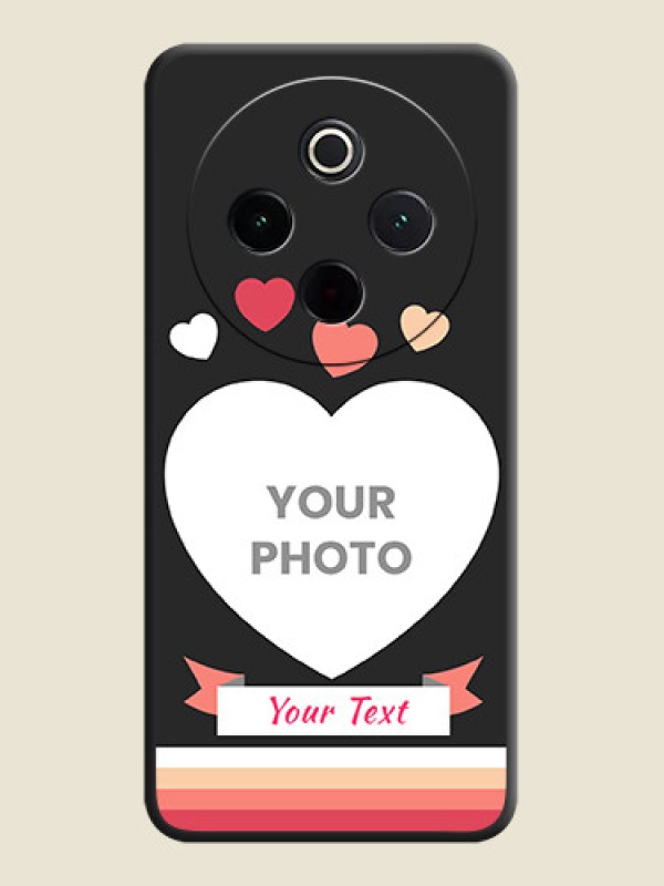Custom Love Shaped Photo with Colorful Stripes On Space Black Custom Soft Matte Mobile Back Cover - Vivo T4 5G - alternate view