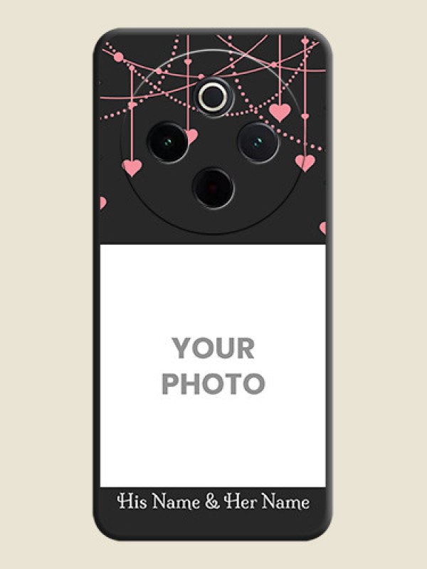 Custom Pink Love Hangings with Text On Space Black Custom Soft Matte Mobile Back Cover - Vivo T4 5G - alternate view