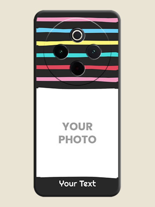 Custom Multicolor Lines with Image On Space Black Custom Soft Matte Mobile Back Cover - Vivo T4 5G - alternate view