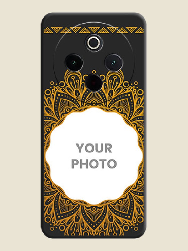 Custom Round Image with Floral Design On Space Black Custom Soft Matte Mobile Back Cover - Vivo T4 5G - alternate view