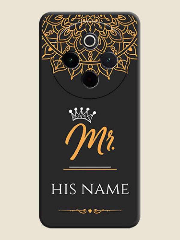 Custom Mr Name with Floral Design On Space Black Custom Soft Matte Mobile Back Cover - Vivo T4 5G - alternate view