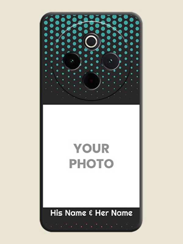 Custom Faded Dots with Grunge Photo Frame and Text On Space Black Custom Soft Matte Mobile Back Cover - Vivo T4 5G - alternate view