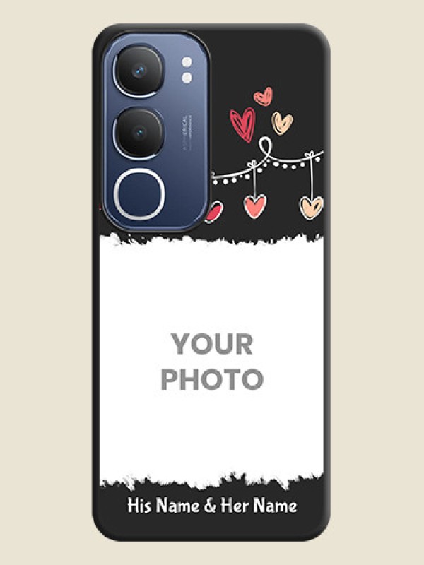 Custom Pink Love Hangings with Name On Space Black Custom Soft Matte Mobile Back Cover - Vivo T4 Lite - alternate view