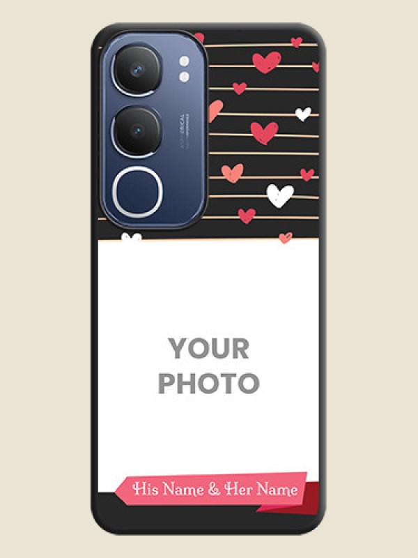 Custom Love Pattern with Name on Pink Ribbon on Photo On Space Black Custom Soft Matte Mobile Back Cover - Vivo T4 Lite - alternate view