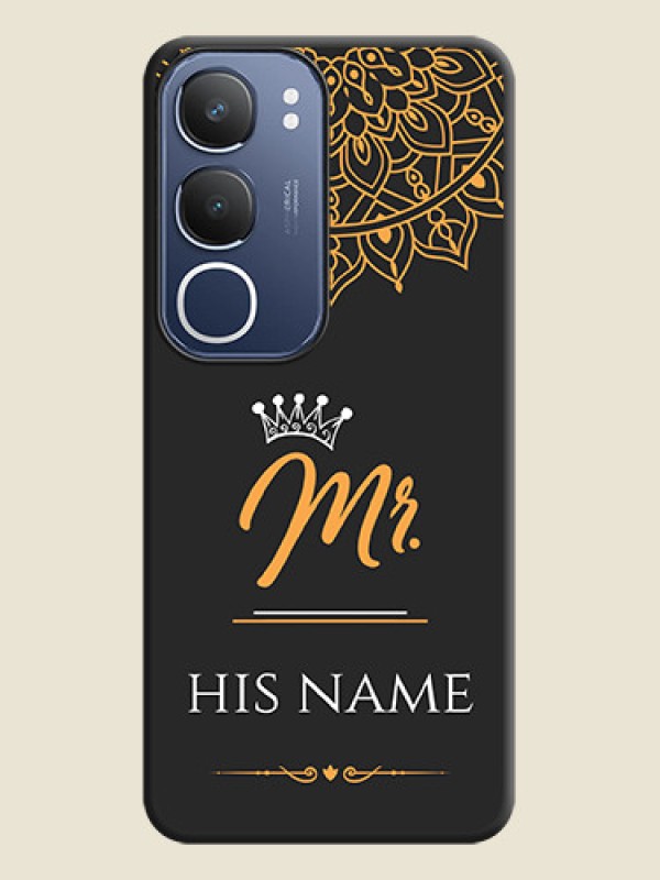 Custom Mr Name with Floral Design On Space Black Custom Soft Matte Mobile Back Cover - Vivo T4 Lite - alternate view
