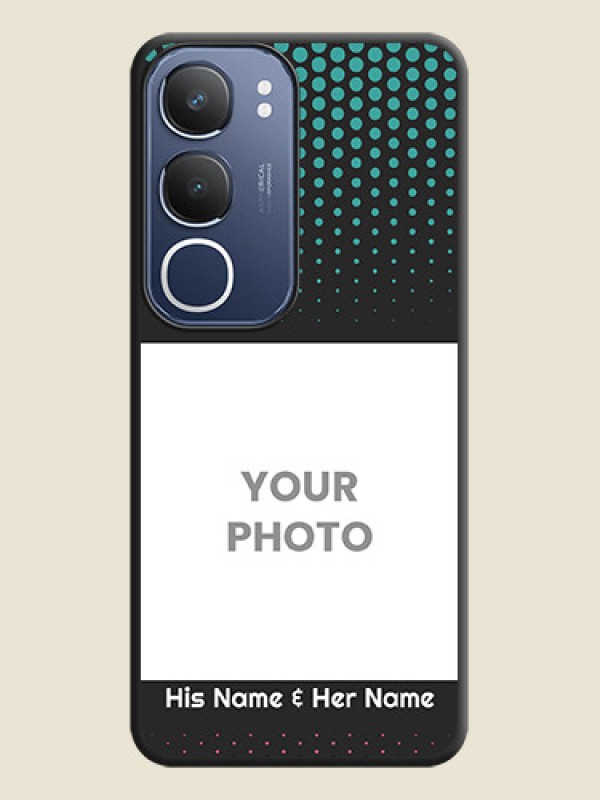 Custom Faded Dots with Grunge Photo Frame and Text On Space Black Custom Soft Matte Mobile Back Cover - Vivo T4 Lite - alternate view