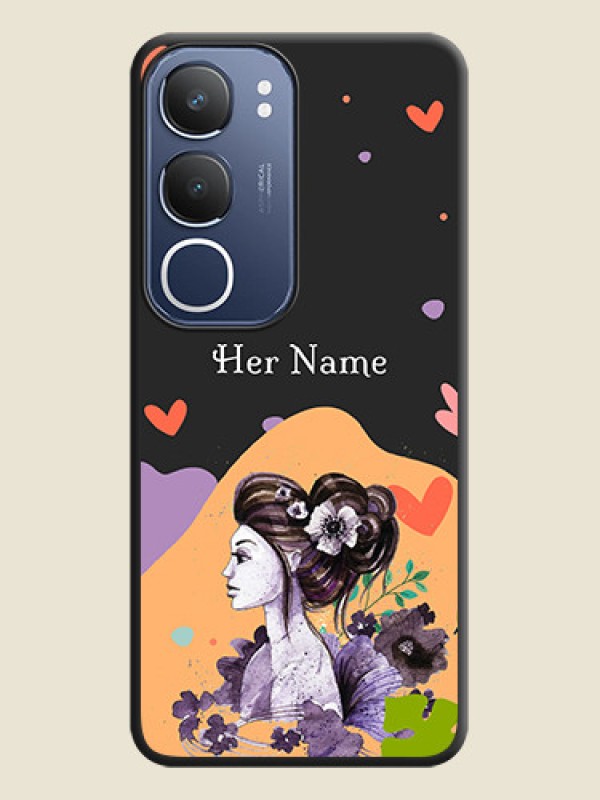 Custom Namecase For Her With Fancy Lady Image On Space Black Custom Soft Matte Mobile Back Cover - Vivo T4 Lite - alternate view