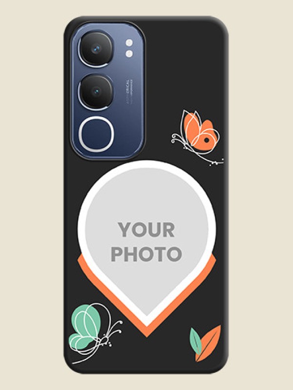 Custom Upload Pic With Simple Butterly Design On Space Black Custom Soft Matte Mobile Back Cover - Vivo T4 Lite - alternate view