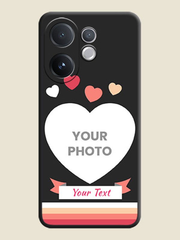 Custom Love Shaped Photo with Colorful Stripes On Space Black Custom Soft Matte Mobile Back Cover - Vivo T4 Pro 5G - alternate view