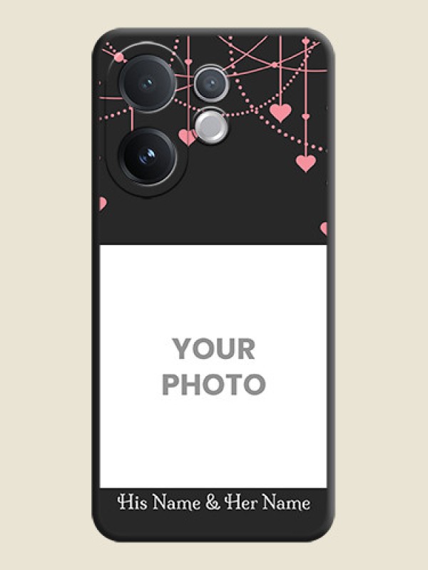 Custom Pink Love Hangings with Text On Space Black Custom Soft Matte Mobile Back Cover - Vivo T4 Pro 5G - alternate view