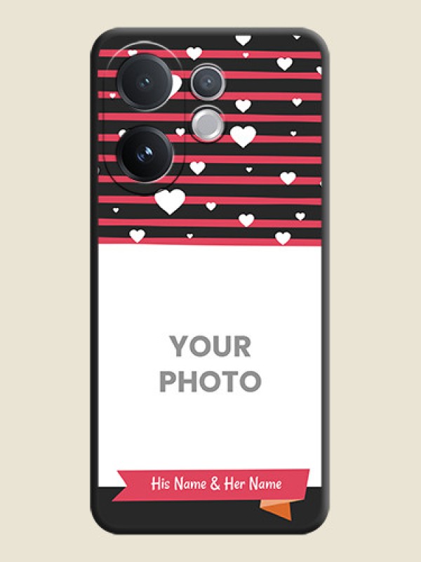 Custom White Color Love Symbols with Pink Lines Pattern On Space Black Custom Soft Matte Mobile Back Cover - Vivo T4 Pro 5G - alternate view