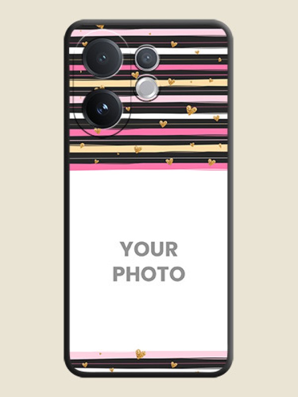Custom Multicolor Lines and Golden Love Symbols Design on Photo On Space Black Custom Soft Matte Mobile Back Cover - Vivo T4 Pro 5G - alternate view