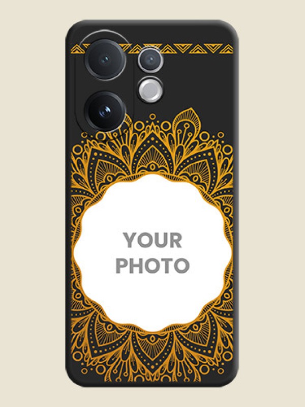 Custom Round Image with Floral Design On Space Black Custom Soft Matte Mobile Back Cover - Vivo T4 Pro 5G - alternate view