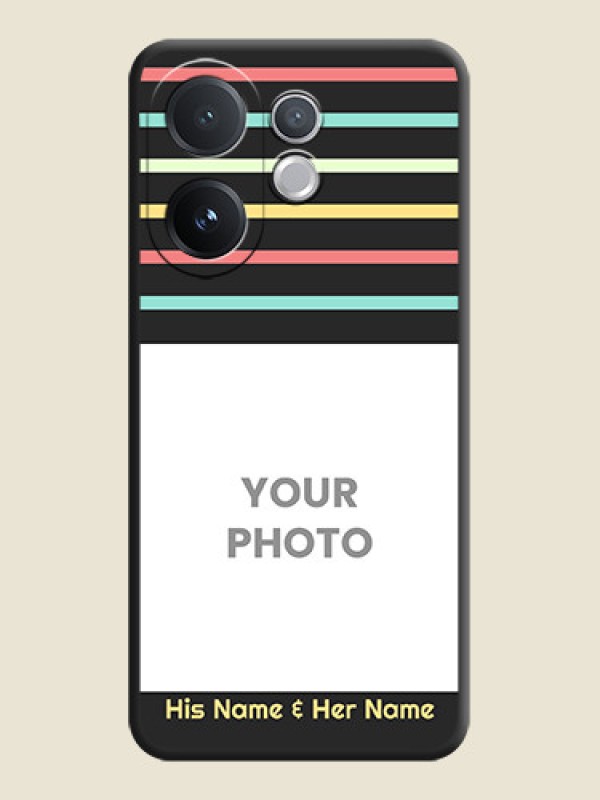 Custom Color Stripes with Photo and Text on Photo On Space Black Custom Soft Matte Mobile Back Cover - Vivo T4 Pro 5G - alternate view