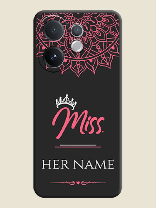 Custom Mrs Name with Floral Design On Space Black Custom Soft Matte Mobile Back Cover - Vivo T4 Pro 5G - alternate view