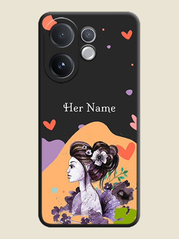 Custom Namecase For Her With Fancy Lady Image On Space Black Custom Soft Matte Mobile Back Cover - Vivo T4 Pro 5G - alternate view