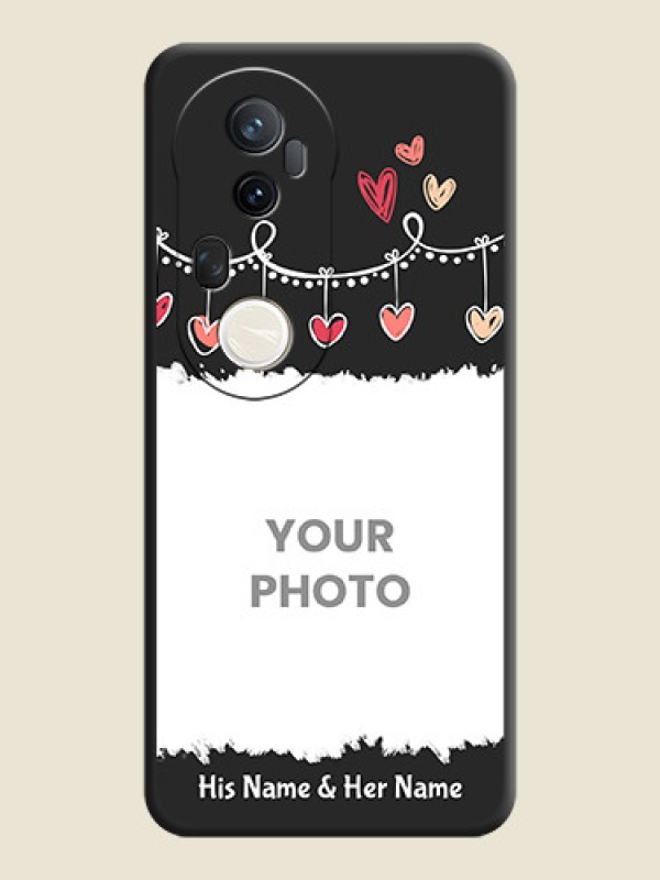 Custom Pink Love Hangings with Name On Space Black Custom Soft Matte Mobile Back Cover - Vivo T4 Ultra 5G - alternate view