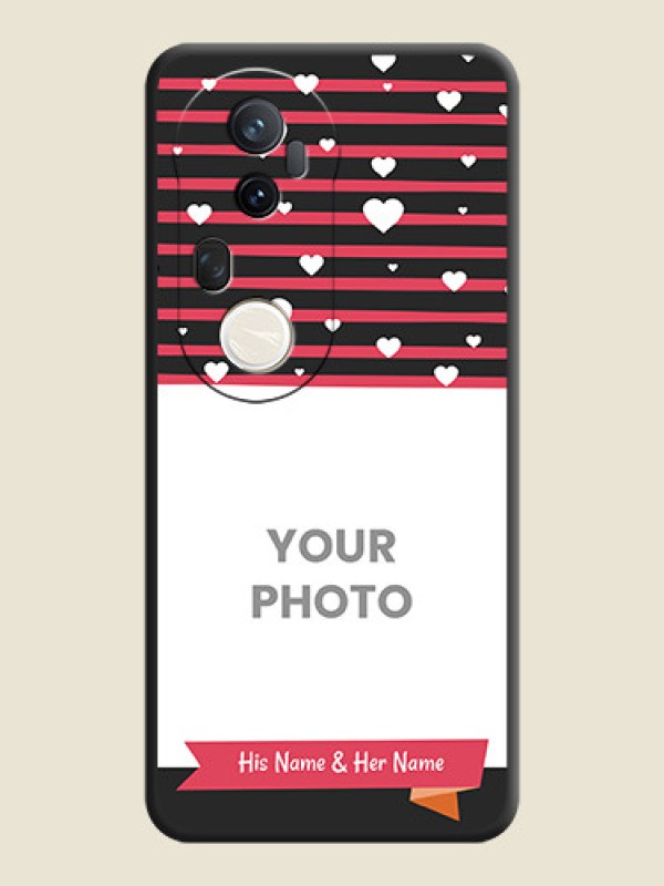 Custom White Color Love Symbols with Pink Lines Pattern On Space Black Custom Soft Matte Mobile Back Cover - Vivo T4 Ultra 5G - alternate view