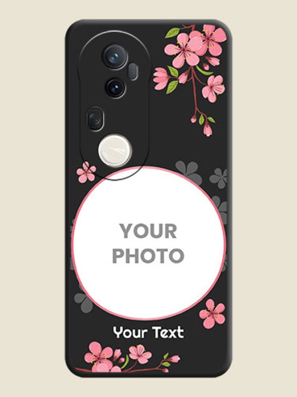 Custom Round Image with Pink Color Floral Design on Photo On Space Black Custom Soft Matte Mobile Back Cover - Vivo T4 Ultra 5G - alternate view