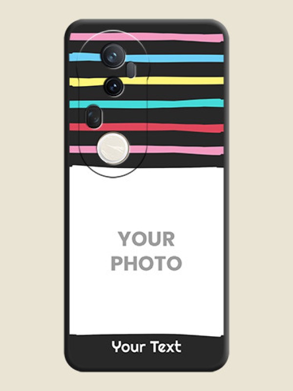Custom Multicolor Lines with Image On Space Black Custom Soft Matte Mobile Back Cover - Vivo T4 Ultra 5G - alternate view