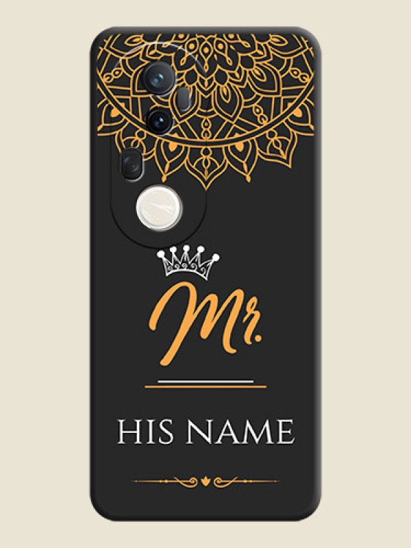 Custom Mr Name with Floral Design On Space Black Custom Soft Matte Mobile Back Cover - Vivo T4 Ultra 5G - alternate view