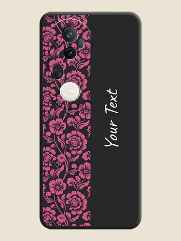 Custom Pink Floral Pattern Design With Custom Text On Space Black Custom Soft Matte Mobile Back Cover - Vivo T4 Ultra 5G - alternate view