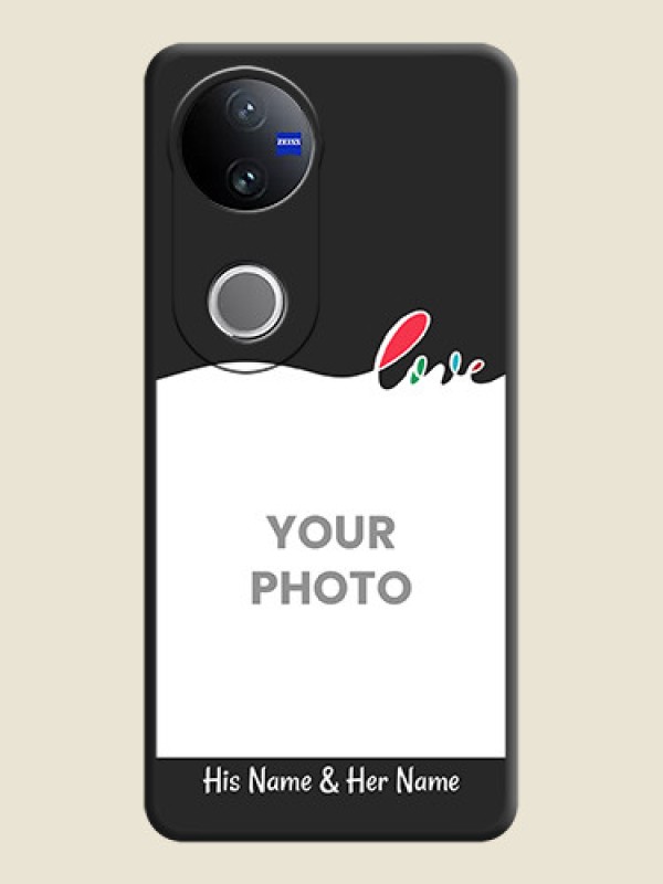 Custom Fall in Love Pattern with Picture on Photo On Space Black Custom Soft Matte Mobile Back Cover - Vivo T4R 5G - alternate view