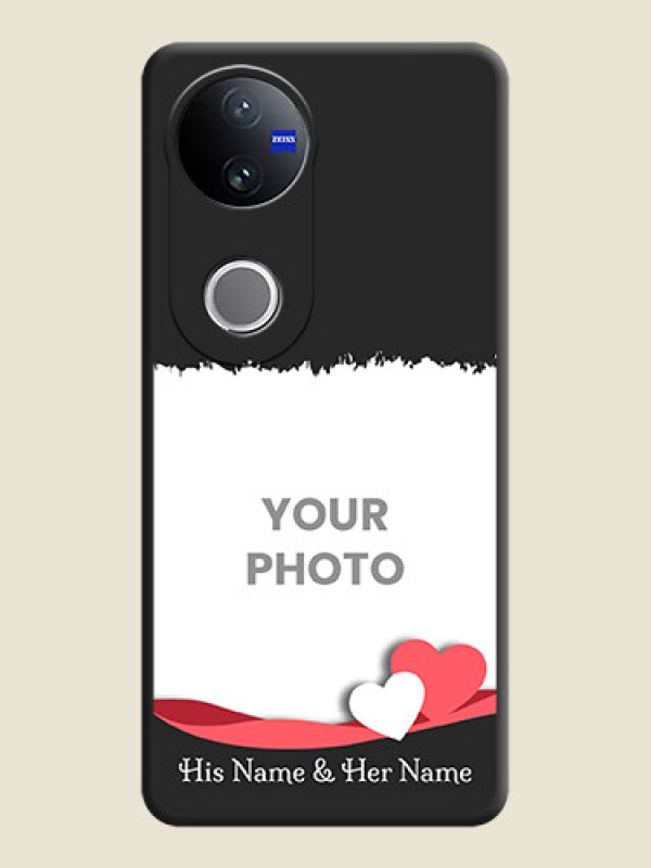 Custom Pin Color Love Shaped Ribbon Design with Text On Space Black Custom Soft Matte Mobile Back Cover - Vivo T4R 5G - alternate view