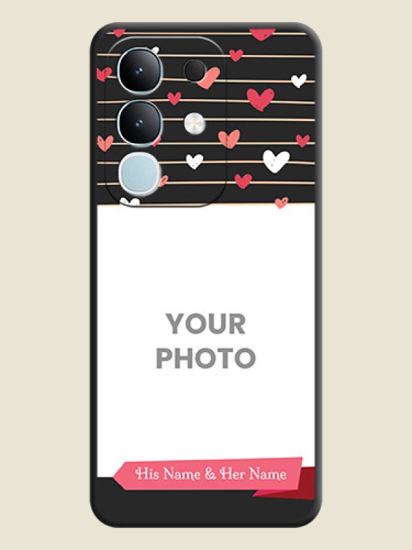 Custom Love Pattern with Name on Pink Ribbon on Photo On Space Black Custom Soft Matte Mobile Back Cover - Vivo T4x 5G - alternate view