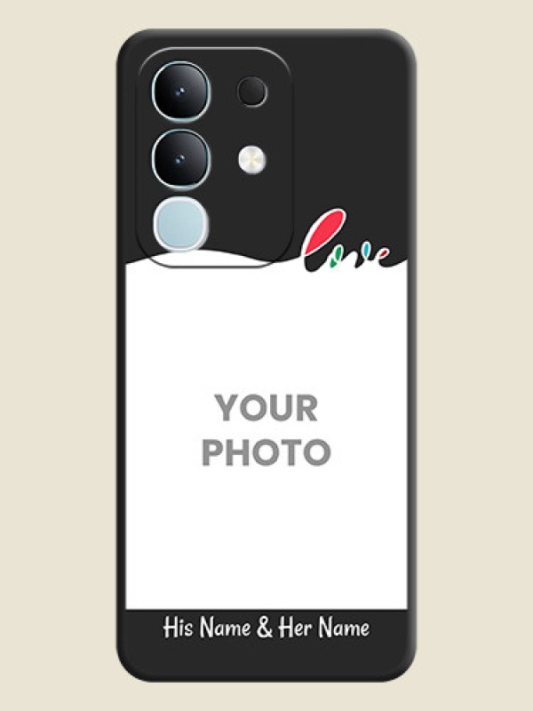 Custom Fall in Love Pattern with Picture on Photo On Space Black Custom Soft Matte Mobile Back Cover - Vivo T4x 5G - alternate view