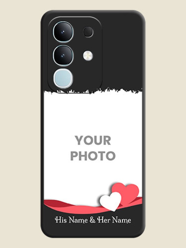 Custom Pin Color Love Shaped Ribbon Design with Text On Space Black Custom Soft Matte Mobile Back Cover - Vivo T4x 5G - alternate view