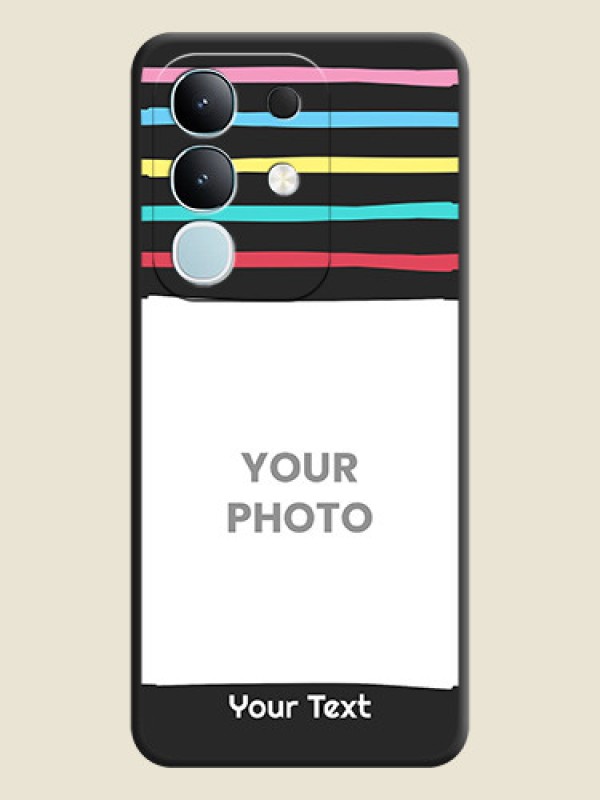 Custom Multicolor Lines with Image On Space Black Custom Soft Matte Mobile Back Cover - Vivo T4x 5G - alternate view