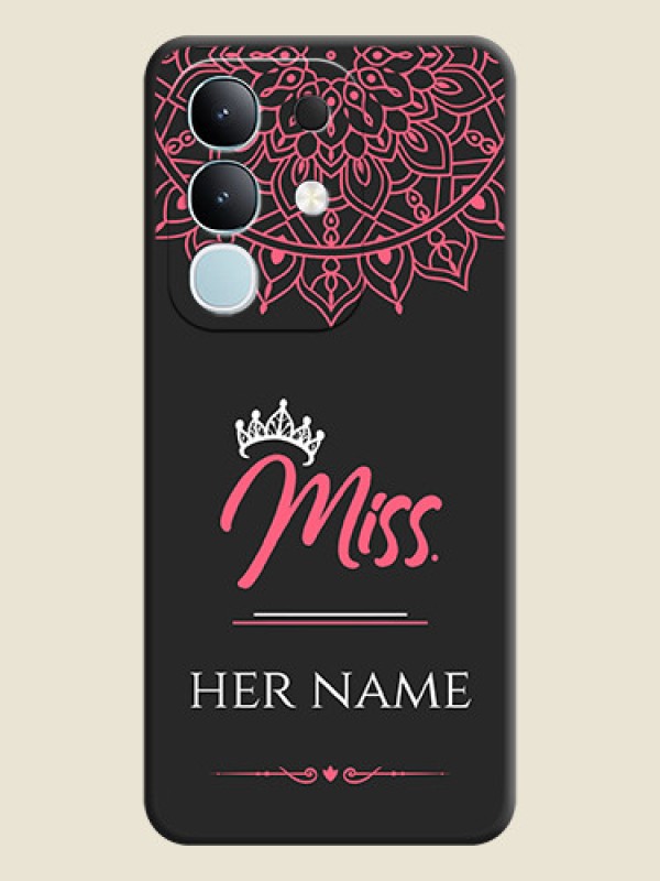 Custom Mrs Name with Floral Design On Space Black Custom Soft Matte Mobile Back Cover - Vivo T4x 5G - alternate view