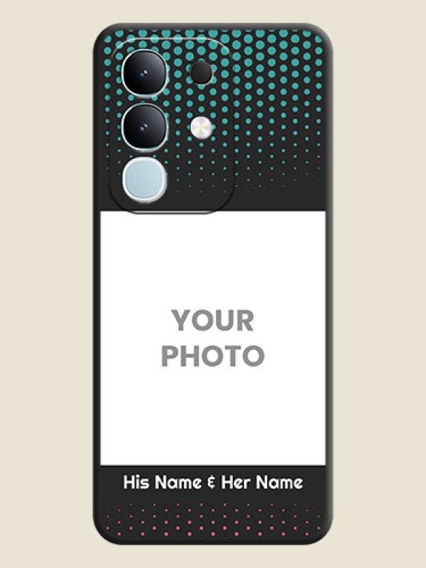 Custom Faded Dots with Grunge Photo Frame and Text On Space Black Custom Soft Matte Mobile Back Cover - Vivo T4x 5G - alternate view