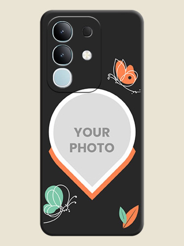 Custom Upload Pic With Simple Butterly Design On Space Black Custom Soft Matte Mobile Back Cover - Vivo T4x 5G - alternate view