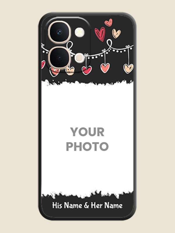 Custom Pink Love Hangings with Name On Space Black Custom Soft Matte Mobile Back Cover - Vivo T5X 5G - alternate view
