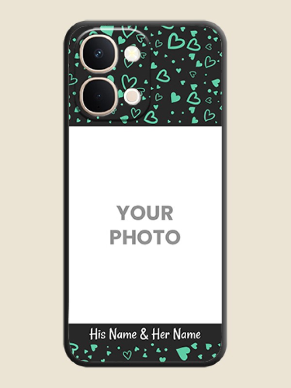 Custom Sea Green Indefinite Love Pattern on Photo On Space Black Custom Soft Matte Mobile Back Cover - Vivo T5X 5G - alternate view