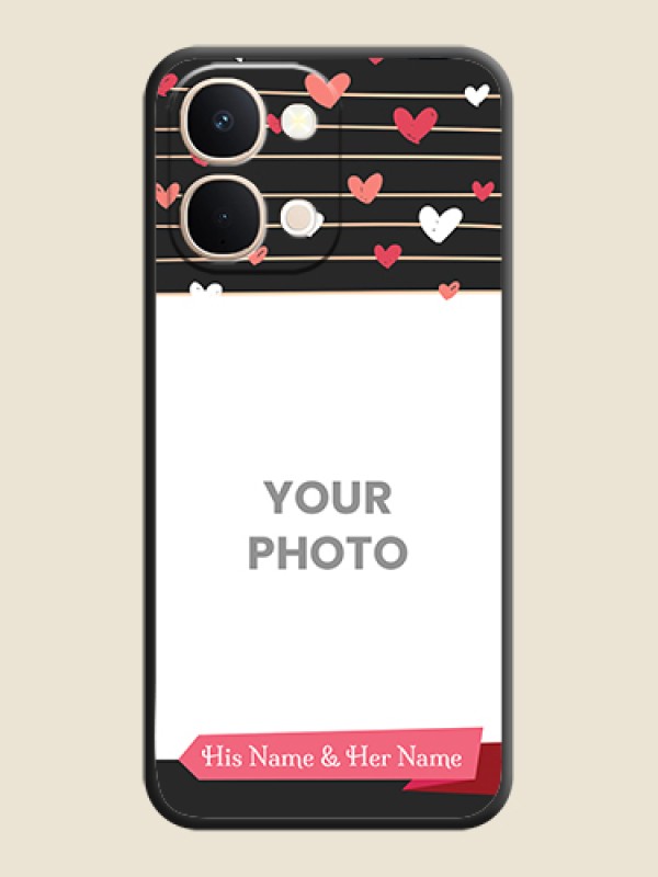 Custom Love Pattern with Name on Pink Ribbon on Photo On Space Black Custom Soft Matte Mobile Back Cover - Vivo T5X 5G - alternate view