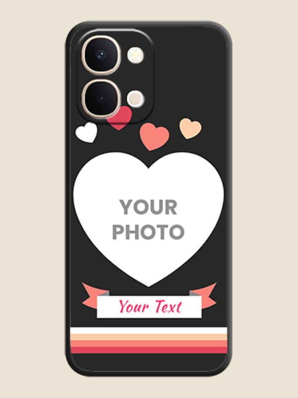 Custom Love Shaped Photo with Colorful Stripes On Space Black Custom Soft Matte Mobile Back Cover - Vivo T5X 5G - alternate view