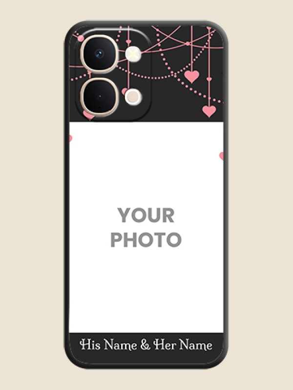 Custom Pink Love Hangings with Text On Space Black Custom Soft Matte Mobile Back Cover - Vivo T5X 5G - alternate view