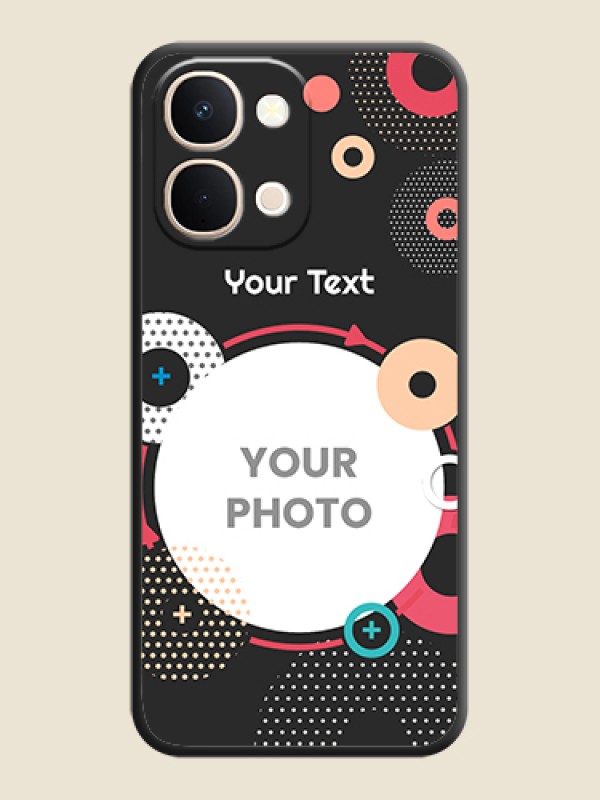 Custom Multicoloured Round Image On Space Black Custom Soft Matte Mobile Back Cover - Vivo T5X 5G - alternate view