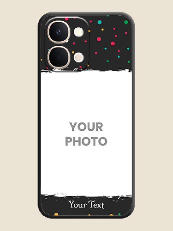 Custom Multicolor Dotted Pattern with Text On Space Black Custom Soft Matte Mobile Back Cover - Vivo T5X 5G - alternate view