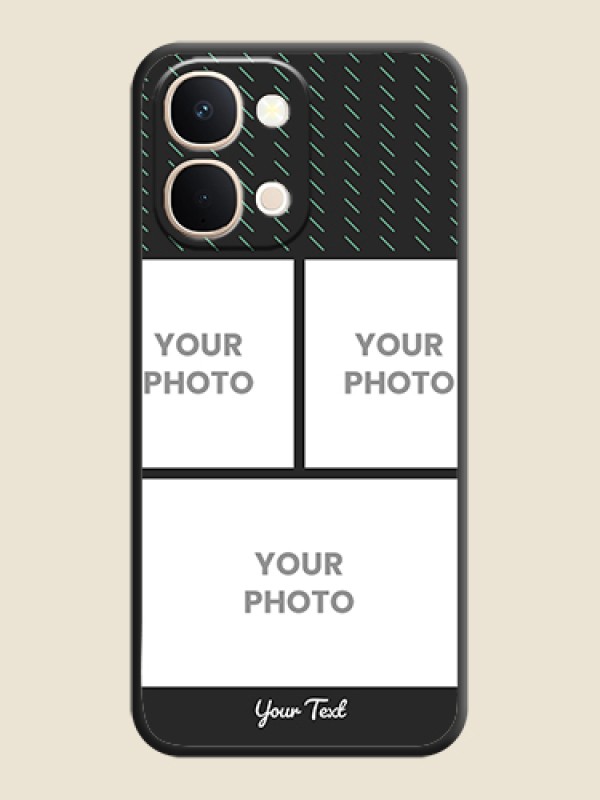 Custom Cross Dotted Pattern with 2 Image Holder On Space Black Custom Soft Matte Mobile Back Cover - Vivo T5X 5G - alternate view