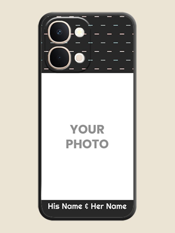 Custom Line Pattern Design with Text On Space Black Custom Soft Matte Mobile Back Cover - Vivo T5X 5G - alternate view