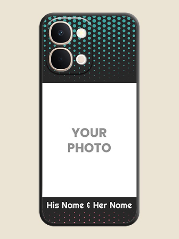Custom Faded Dots with Grunge Photo Frame and Text On Space Black Custom Soft Matte Mobile Back Cover - Vivo T5X 5G - alternate view