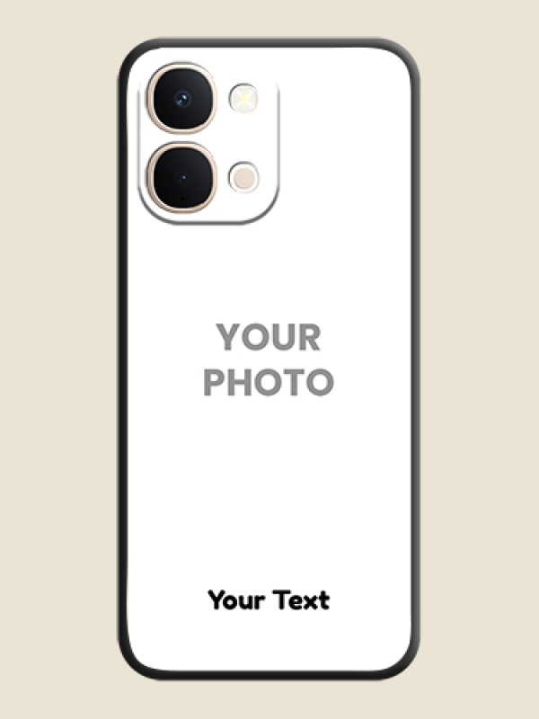 Custom Full Single Pic Upload With Text On Space Black Custom Soft Matte Mobile Back Cover - Vivo T5X 5G - alternate view
